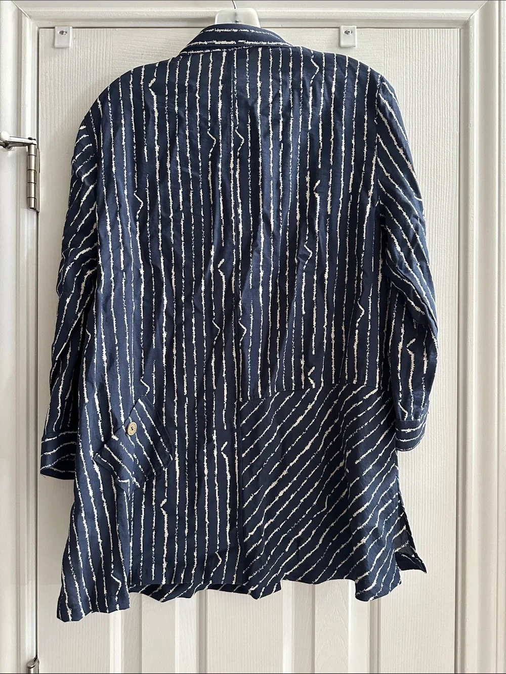 John Mark Navy White Striped Tunic NWT Women’s M Boho Chic Eclectic Casual Luxe